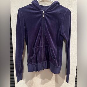 Navy blue velour zip up jacket